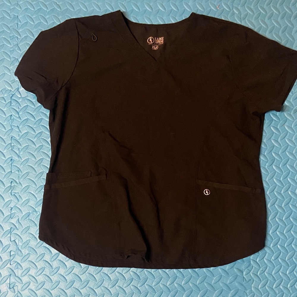 Classic Black Women's Short Sleeve Scrub Top